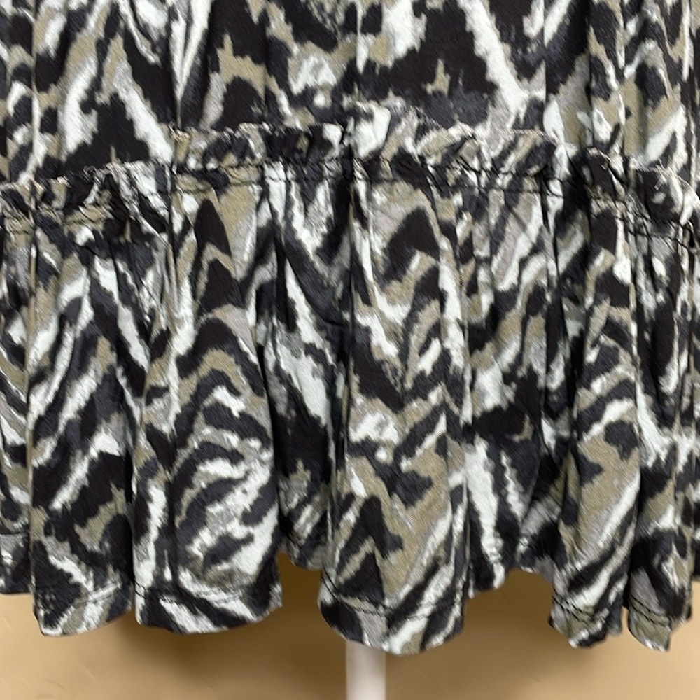 BEACHLUNCHLOUNGE Mini Dress Blue & Olive Smocking Empire Waist Ruffle Boho XS - Picture 8 of 12